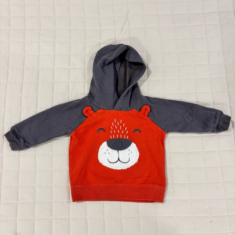Carter’s Hoodie Orange and Gray Bear 18M